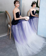 Simple V Neck Tulle Purple Long Prom Dress, Purple Evening Dress