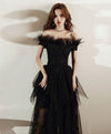 Black Tulle Lace Long Prom Dress, Black Formal Lace Evening Dress