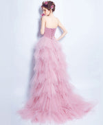 Pink Sweetheart Tulle High Low Prom Dress, Pink Evening Dress