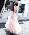 Pink Sweetheart Tulle Lace Long Prom Dress, Pink Evening Dress