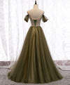 Simple Sweetheart Tulle Off Shoulder Long Prom Dress, Aline Tulle Formal Dress