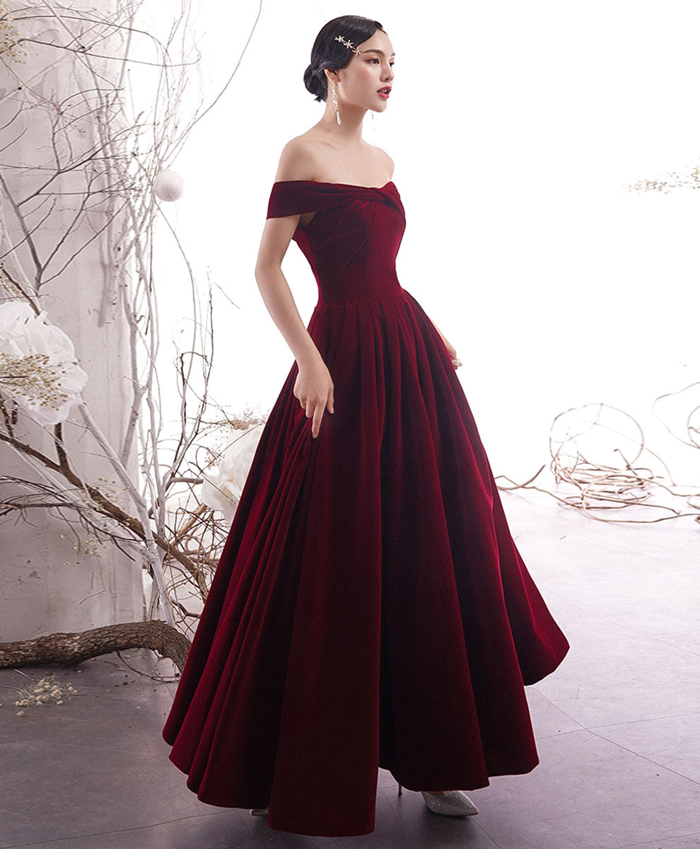 Simple Burgundy Long Prom Dress Burgundy Evening Dress