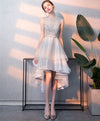 Gray Tulle Sequin Tulle Short Prom Dress, Gray Tulle Evening Dress