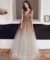 Cute A-Line Tulle Sequin Long Prom Dress Tulle Formal Dress