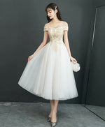 White Tulle Off Shoulder Short Prom Dress, Tulle Homecoming Dress