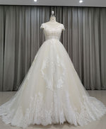 Light Champagne Tulle Lace Long Wedding Dress Lace Bridal Dress