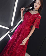 Burgundy Tulle Lace Long Prom Dress Burgundy Lace Formal Dress