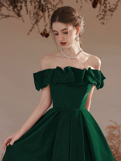 Green Velvet Long Evening Dresses