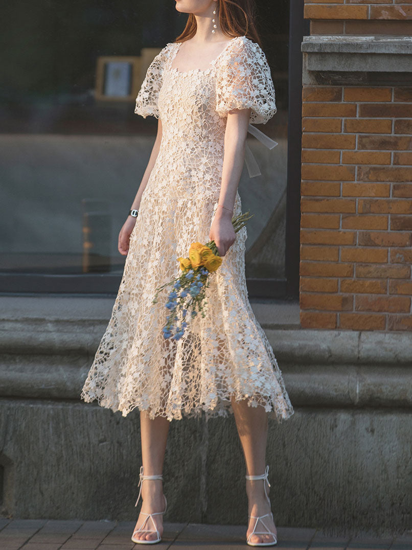 Beige Tulle Lace Short Prom Dress, Beige Homecoming Dress – shopluu