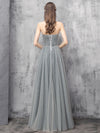 Gray A-line Tulle Long Prom Dress Gray A-line Formal Evening Dress