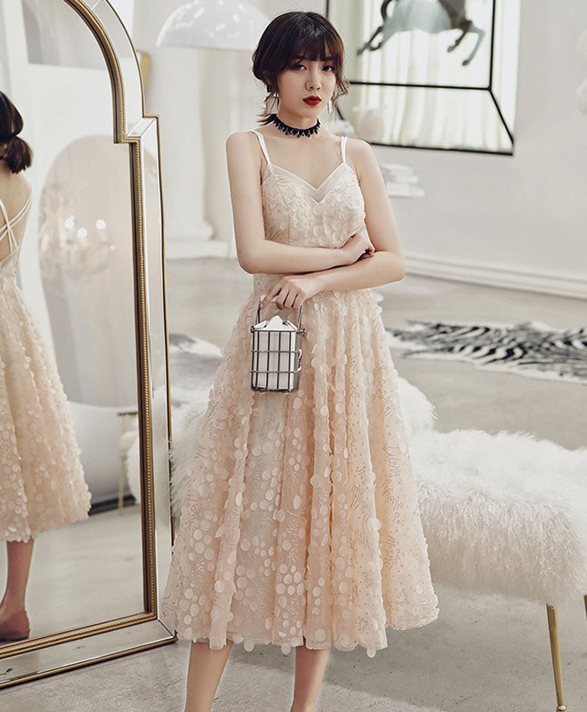 Champagne Tulle Prom Dress, A-Line Champagne Formal Dress