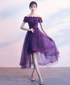 Purpler Tulle Lace Short Prom Dress, Purple Evening Dress