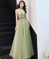 Simple Sweetheart Neck Tulle Long Prom Dress, Green Evening Dress