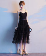 Black sweetheart tulle short prom dress, black tulle evening dress