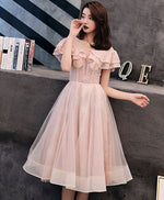 Pink Tulle Lace Short Prom Dress, Pink Homecoming Dress