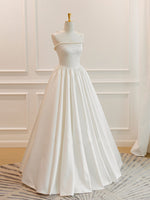 Simple ivory Satin Long Prom Dress, ivory Long Formal Dresses
