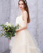 Light Champagne Tulle Long Prom Dress Champagne Tulle Formal Dress