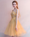 Simple Yellow Tulle Short Prom Dress, Yellow Homecoming Dress
