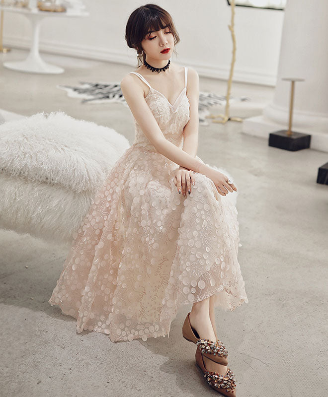 Champagne Tulle Prom Dress, A-Line Champagne Formal Dress