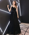 Black Sweetheart Tulle Long Prom Dress, Black Tulle Evening Dress