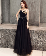 Black Sweetheart Tulle Long Prom Dress, Black Tulle Evening Dress