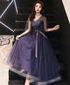 Elegant A-Line Tulle Lace Prom Dress Purple Tulle Formal Dress