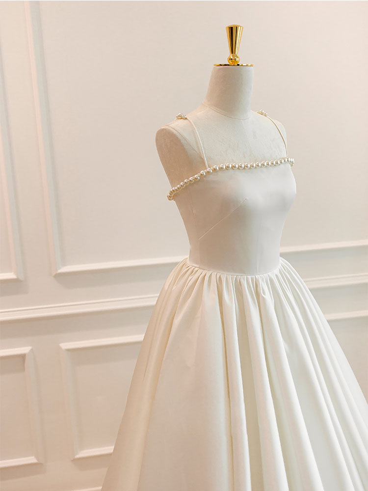 Simple ivory Satin Long Prom Dress, ivory Long Formal Dresses
