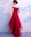 Burgundy Tulle Lace Prom Dress, Burgundy Tulle Evening Dress