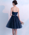 Dark Blue Sweetheart Tulle Short Prom Dress, Blue Homecoming Dress