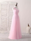 Pink Tulle One Shoulder Long Prom Dress Pink Bridesmaid Dress