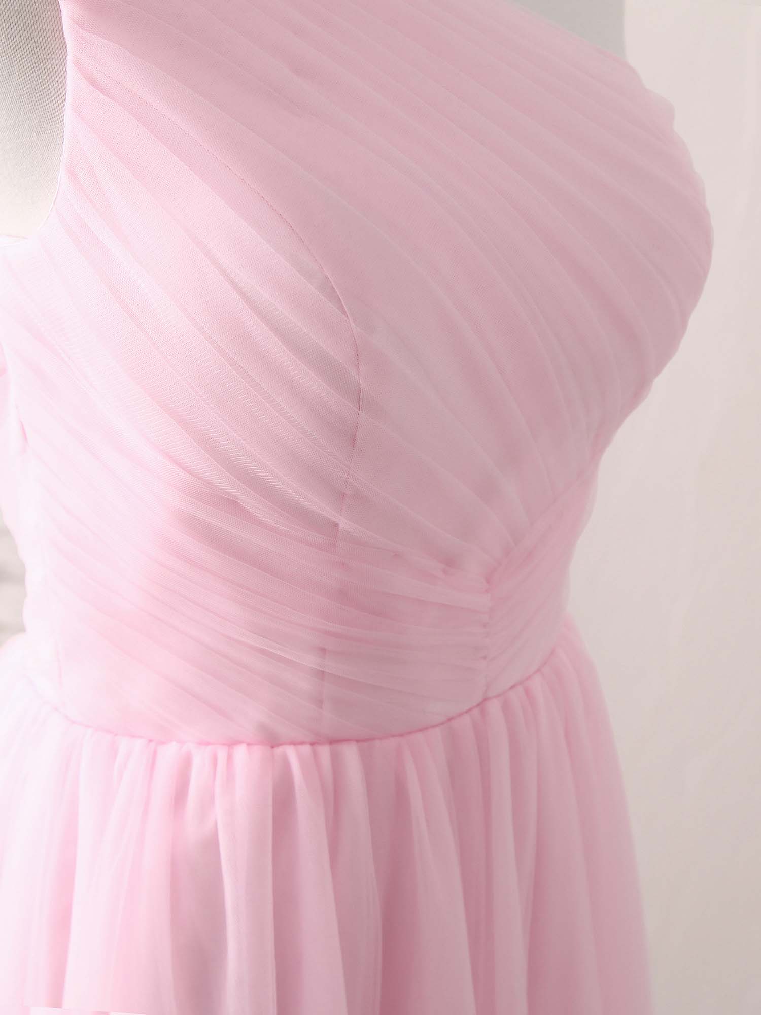 Pink Tulle One Shoulder Long Prom Dress Pink Bridesmaid Dress US 6 / Pink Pink Tulle One Shoulder Long Prom Dress Pink Bridesmaid Dress US 6 / Pink