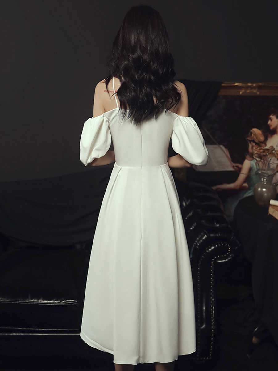 Simple Sweetheart Neck Short Prom Dress, White Bridesmaid Dresses – shopluu
