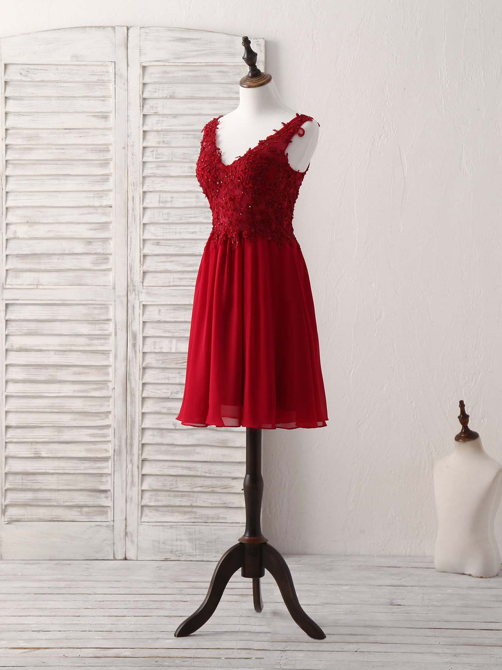 Burgundy Chiffon Lace Short Prom Dress Burgundy Homecoming Dress shopluu Burgundy Chiffon Lace Short Prom Dress Burgundy Homecoming Dress shopluu