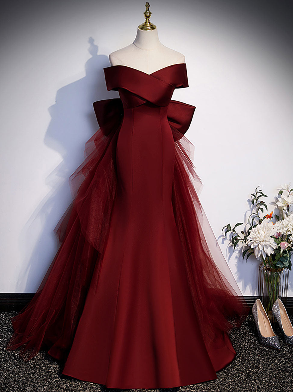 Fantastic Burgundy Halter Top V Back Long Prom Dresses, Evening Dress,  MP220 – Musebridals