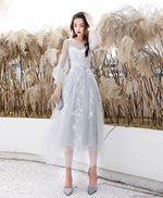 Gray Tulle Lace Short Prom Dress Gray Homecoming Dress