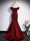 Burgundy Mermaid Long Prom Dress, Burgundy Formal Evening Dresses