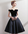 Black Satin Short Prom Dress, Black Homecoming Dress