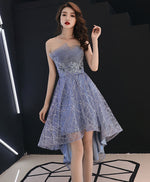 Blue Tulle High Low Prom Dress, Blue Homecoming Dress