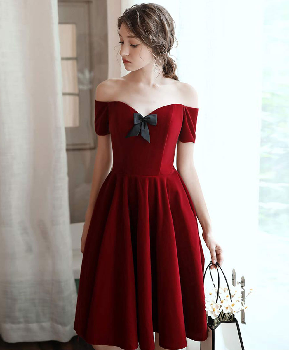 Simple Burgundy Short Prom Dress Burgundy Homecoming Dress