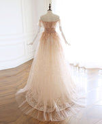 Champagne Tulle Lace Long Prom Dress Champagne Tulle Lace Evening Dress