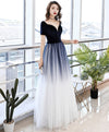 Simple Blue Tulle Long Prom Dress Blue Tulle Evening Dress