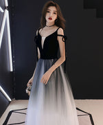 Simple Black Tulle Long Prom Dress, Black Evening Dress