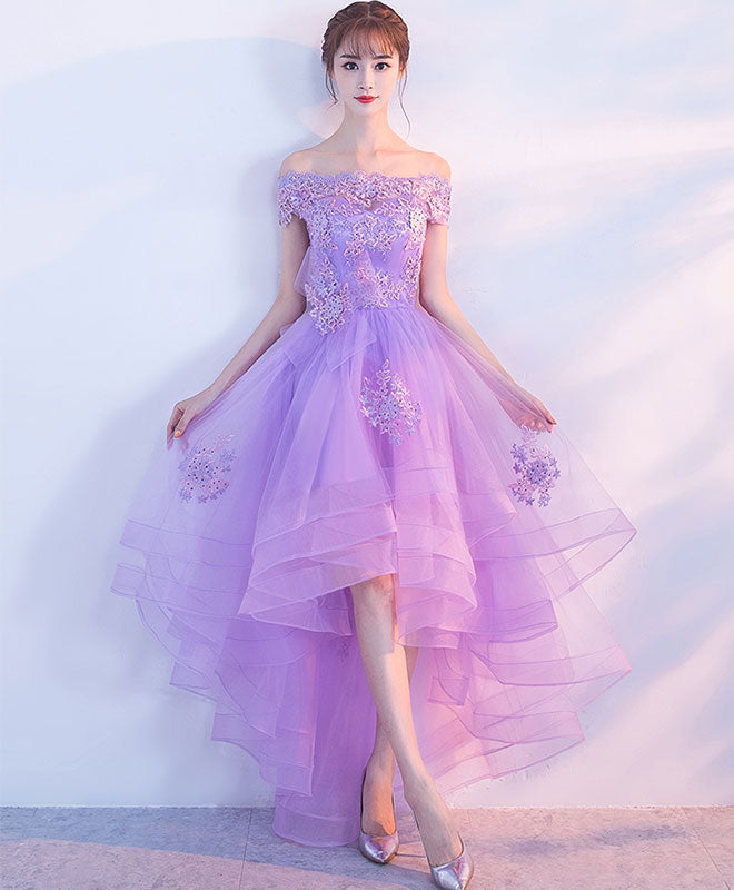 Purple Tulle Lace Applique Prom Dress, Purple Homecoming Dress – shopluu