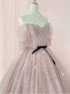 Champagne Tulle Long Prom Dress ,Tulle Lace Evening Dress