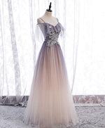 Light Purple Tulle Sequin Long Prom Dress, Purple Formal Party Dress