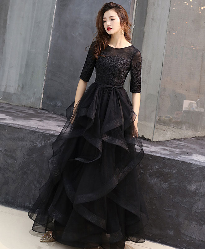 Black Tulle Lace Long Prom Dress Black Tulle Lace Formal Dress – shopluu