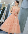 Pink Tulle Lace Applique Short Prom Dress, Pink Homecoming Dress