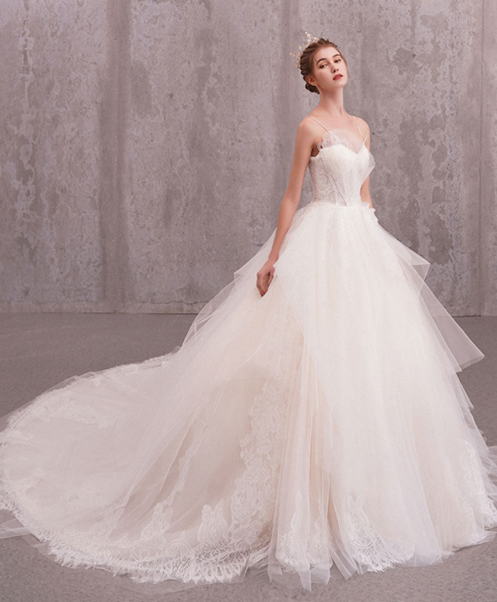 Elegant Sweetheart Tulle Lace Long Wedding Gown Bridal Dress