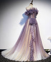 Purple Tulle Sequin Long Prom Dress, Purple Formal Graduation Dress