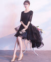 Cute Black Tulle Lace Short Prom Dress, Black Bridesmaid Dress